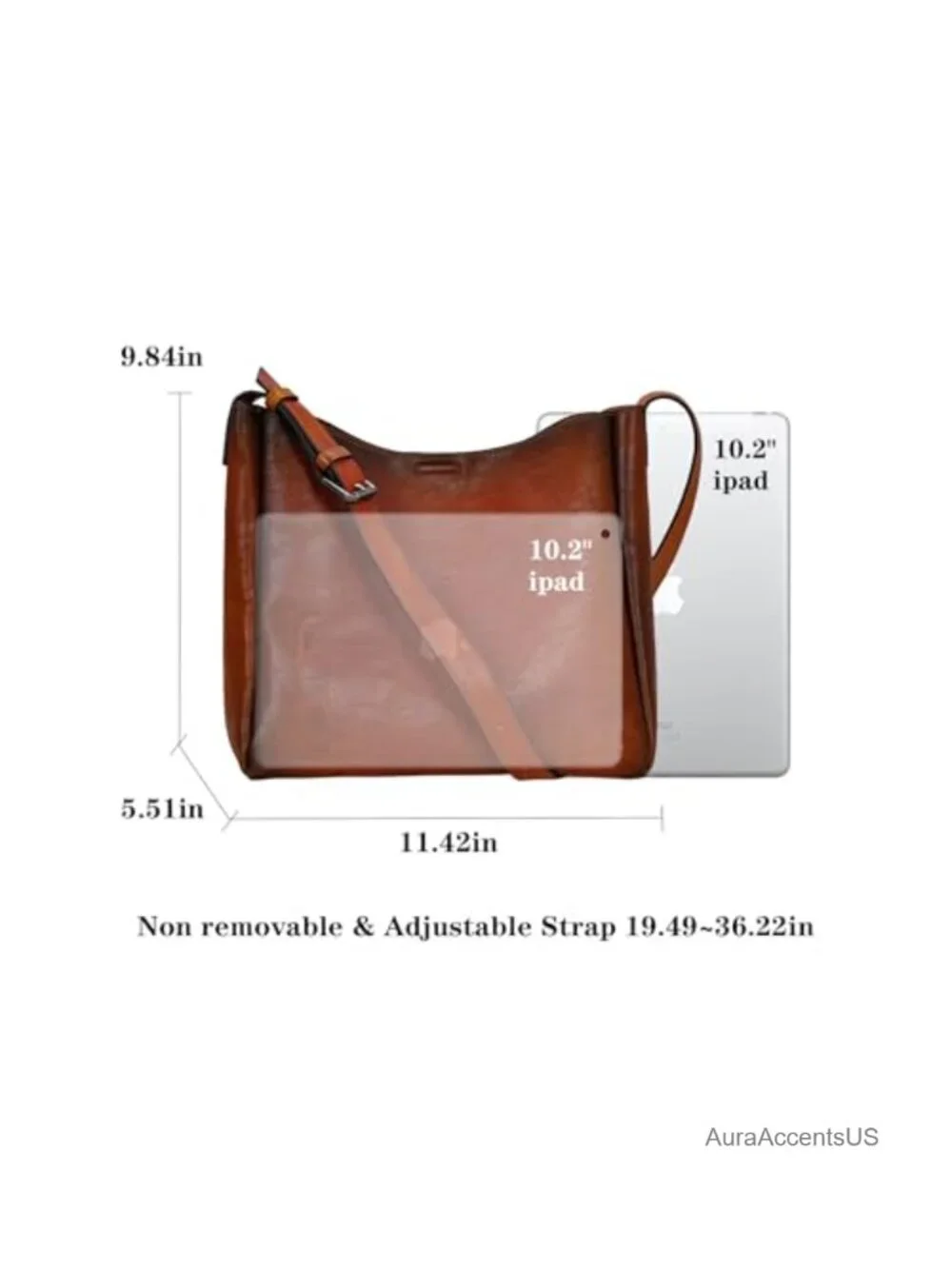 Genuine Leather Hobo Shoulder Crossbody Bag Adjustable Strap